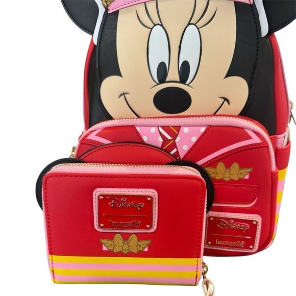 Loungefly Disney Minnie Mouse Pilot Cosplay Mini Backpack, Wallet… - Picture 4 of 8